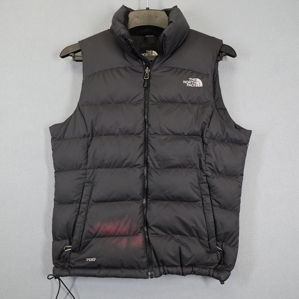 The North Face Puffer Vest Women M Black Nuptse 700 Down Insulated Winter Vest